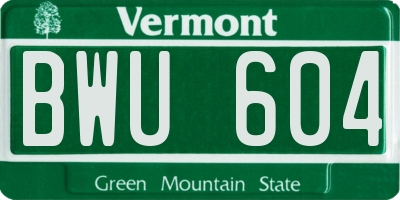 VT license plate BWU604