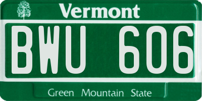 VT license plate BWU606