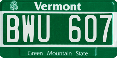 VT license plate BWU607