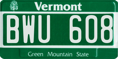 VT license plate BWU608