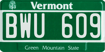 VT license plate BWU609