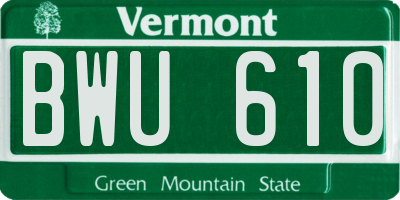 VT license plate BWU610