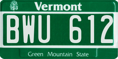 VT license plate BWU612