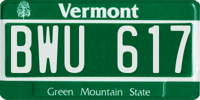 VT license plate BWU617