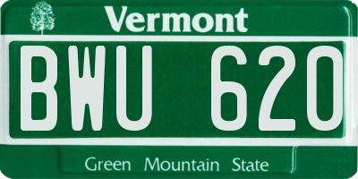 VT license plate BWU620