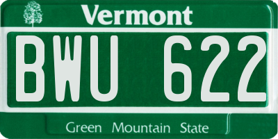 VT license plate BWU622