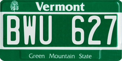 VT license plate BWU627