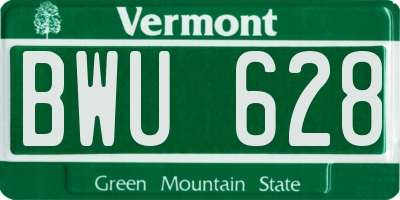 VT license plate BWU628