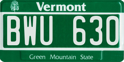 VT license plate BWU630