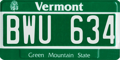 VT license plate BWU634