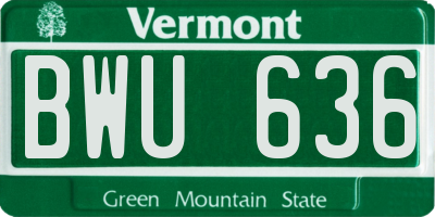 VT license plate BWU636