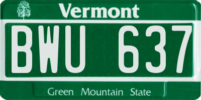 VT license plate BWU637