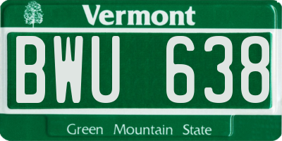 VT license plate BWU638