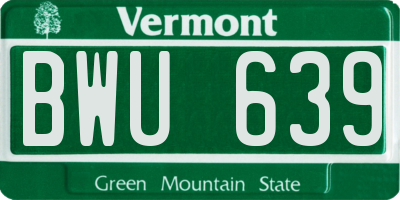 VT license plate BWU639