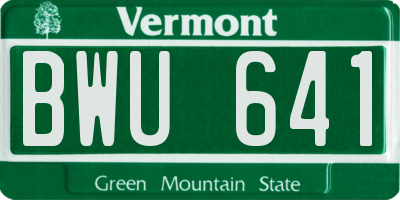 VT license plate BWU641