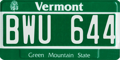 VT license plate BWU644