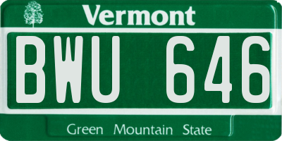 VT license plate BWU646
