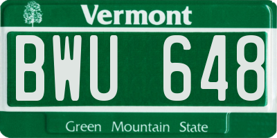 VT license plate BWU648