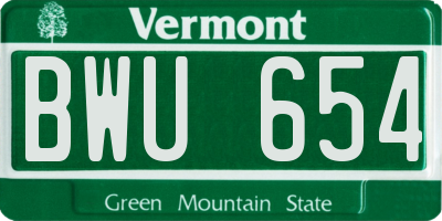 VT license plate BWU654