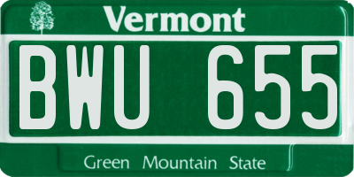 VT license plate BWU655