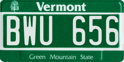 VT license plate BWU656