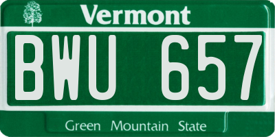 VT license plate BWU657