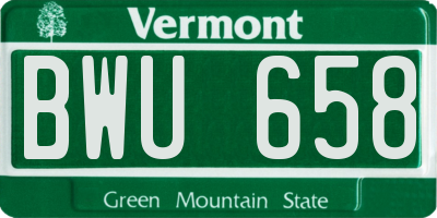 VT license plate BWU658