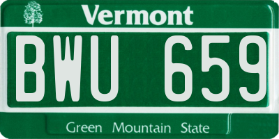 VT license plate BWU659