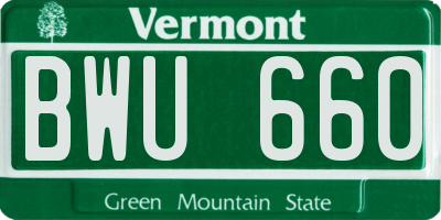 VT license plate BWU660