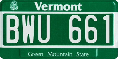 VT license plate BWU661