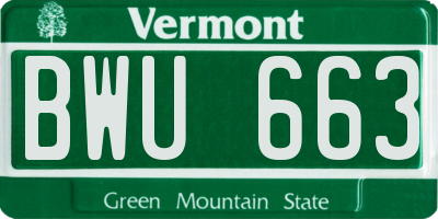 VT license plate BWU663