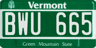 VT license plate BWU665
