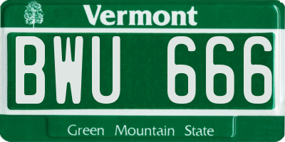VT license plate BWU666