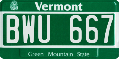 VT license plate BWU667