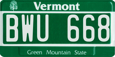 VT license plate BWU668