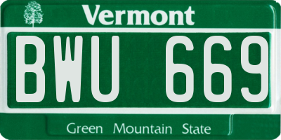 VT license plate BWU669