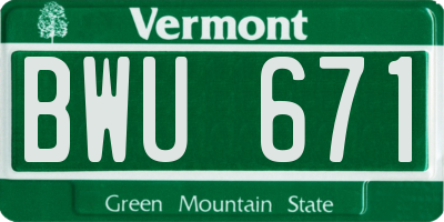 VT license plate BWU671