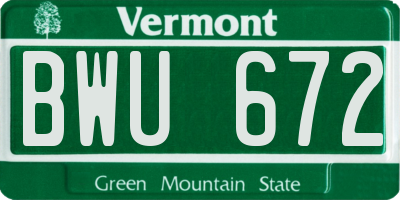 VT license plate BWU672