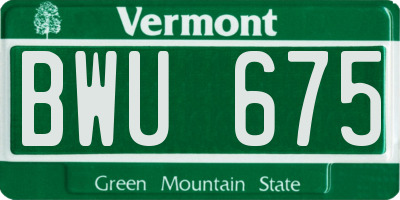 VT license plate BWU675