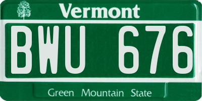 VT license plate BWU676