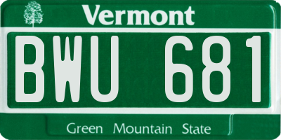 VT license plate BWU681