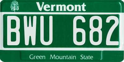 VT license plate BWU682