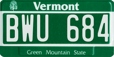 VT license plate BWU684