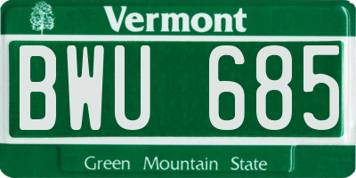 VT license plate BWU685
