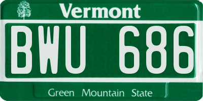 VT license plate BWU686