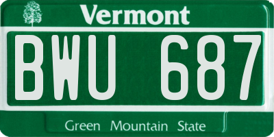 VT license plate BWU687