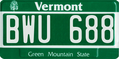 VT license plate BWU688