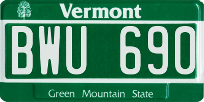 VT license plate BWU690