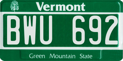 VT license plate BWU692