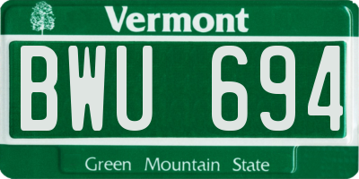 VT license plate BWU694